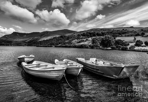 Llanllyfni Art Print featuring the photograph Nantlle Uchaf Boats by Adrian Evans