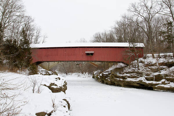 Photography Art Print featuring the photograph Narrow Covered Bridge In Winter, Turkey by Panoramic Images
