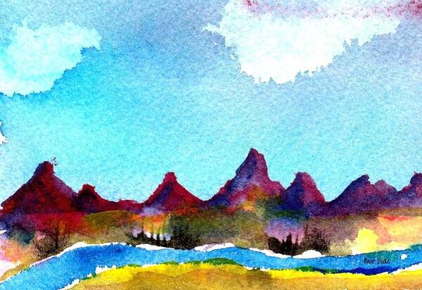 Watercolor Art Print featuring the painting Needles Mountains by Anne Duke