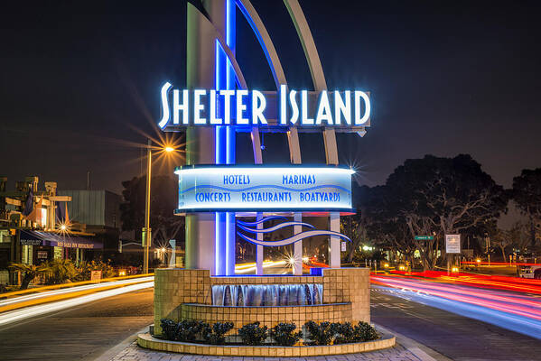 San Diego Art Print featuring the photograph Shelter Island Neon Sign San Diego California by Joseph S Giacalone