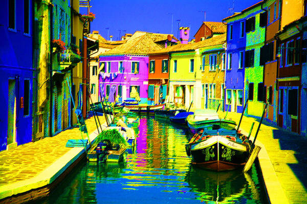 Burano Art Print featuring the digital art Neptune's Canal by Donna Corless