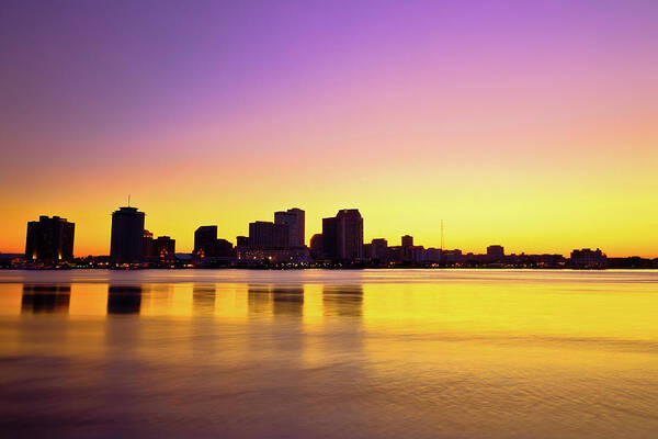 Scenics Art Print featuring the photograph New Orleans Skyline At Twilight by Moreiso