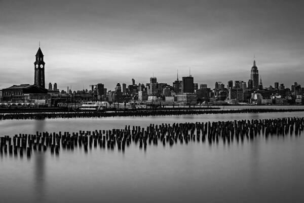 Esb Art Print featuring the photograph New York City Skyline Stillness BW by Susan Candelario