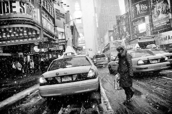 New York Art Print featuring the photograph New York In Blizzard by Martin Froyda