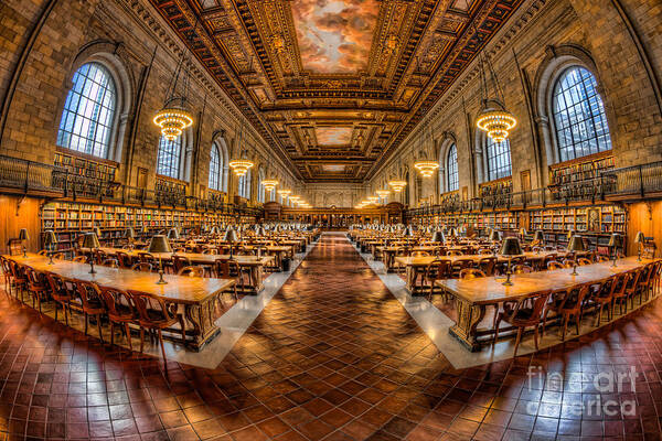 Clarence Holmes Art Print featuring the photograph New York Public Library Main Reading Room VII by Clarence Holmes