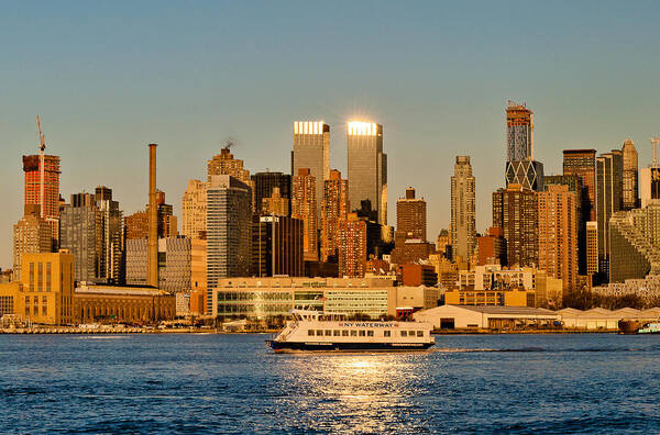 Best New York Skyline Photos Art Print featuring the photograph New York Skyline Sunset by Mitchell R Grosky