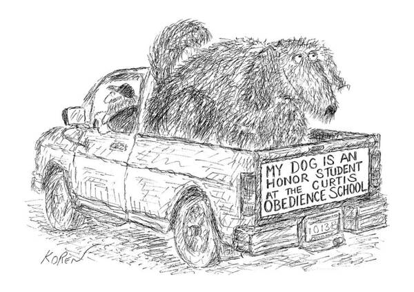 Bumper Stickers Art Print featuring the drawing New Yorker August 2nd, 1999 by Edward Koren
