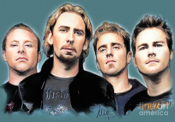 Nickelback Art Print featuring the pastel Nickelback by Melanie D