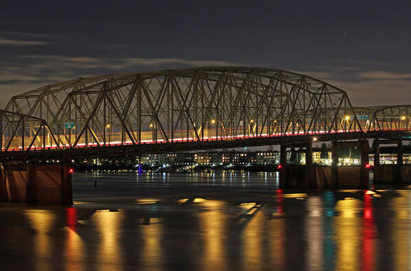 Bridges Art Print featuring the photograph Night Crossing at I-5 by E Faithe Lester