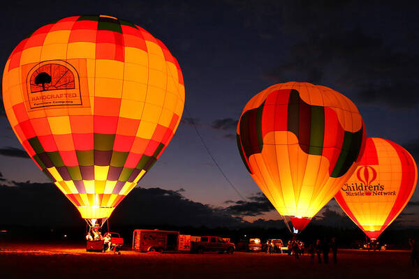 Hot Air Balloons Art Print featuring the photograph Night Glow by Theo OConnor
