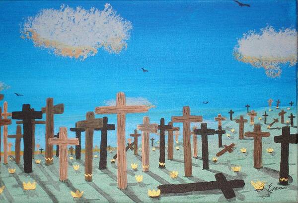 Crosses Art Print featuring the painting No Cross No Crown 2 by Barbara Evans