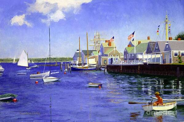 North Wharf Nantucket Art Print featuring the painting North Wharf Nantucket by Candace Lovely