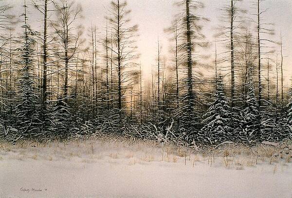 Winter Art Print featuring the painting Norther Bush-Country by Conrad Mieschke
