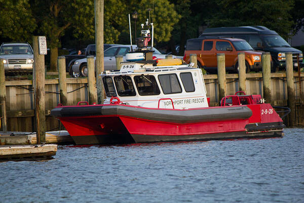 Northport Art Print featuring the photograph Northport Fire Boat Long Island New York by Susan Jensen