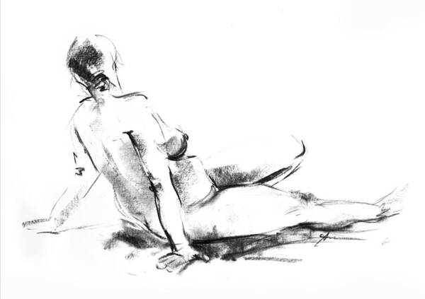 Nude Art Print featuring the drawing Nude 011 by Ani Gallery