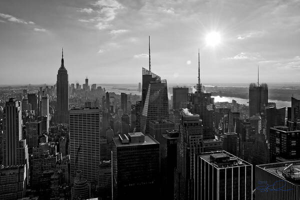 Black And White Art Print featuring the photograph NY Times Skyline BW by S Paul Sahm