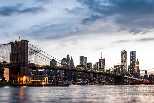 Nyc Art Print featuring the photograph NYC Brooklyn Bridge by Hannes Cmarits