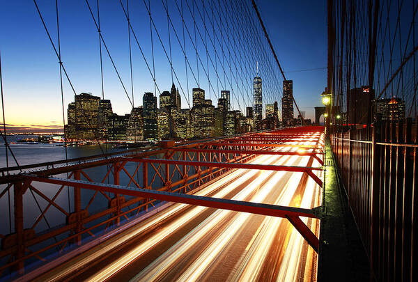 Ny Art Print featuring the photograph NYC Brooklyn Bridge by Nina Papiorek