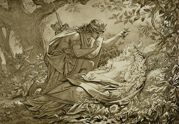 Print Art Print featuring the drawing Oberon And Titania by English School