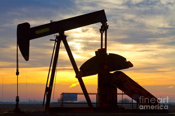 Oil Art Print featuring the photograph Oil Pump Sunrise by James BO Insogna