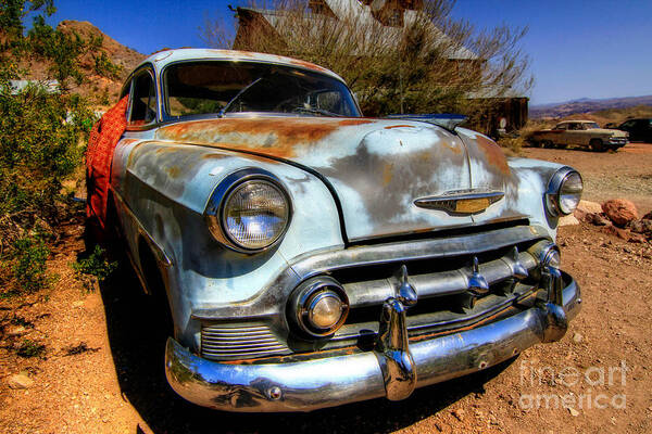 Blue Art Print featuring the photograph Old Baby Blue Chevy by Brenda Giasson