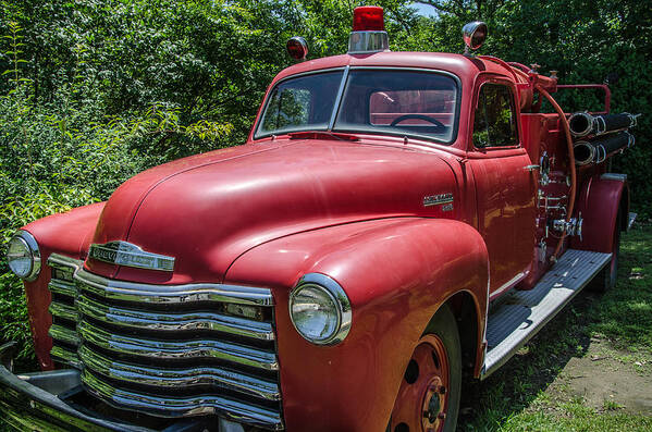 Chevy Art Print featuring the photograph Old Chevy Fire Engine by Susan McMenamin