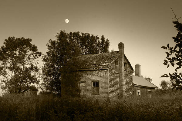 Moon Art Print featuring the photograph Old House in Moonlight by Daniel Martin