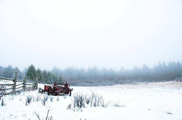 Frost Art Print featuring the photograph Old Manure Spreader by Cheryl Baxter