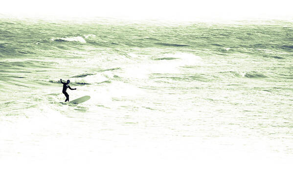 Marine Art Print featuring the photograph Old School Longboard Lone Surfer by Gray Artus