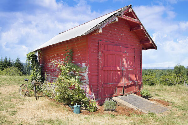 Red Art Print featuring the photograph Old Tool Shed Red Barn by Jit Lim