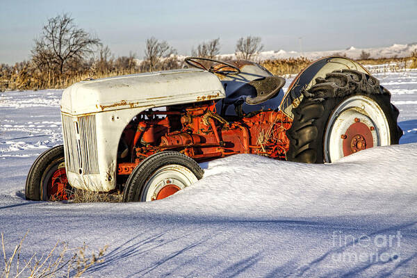 Tractor Art Print featuring the photograph Old Tractor in the Snow by Richard Lynch