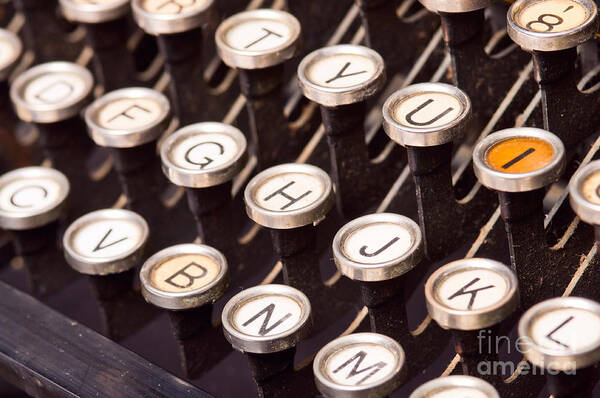 Old Art Print featuring the photograph Old typewriter keys by Les Palenik