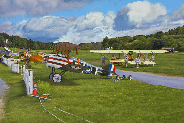 Airplanes Art Print featuring the painting Olde Rhinebeck Aerodrome by Kenneth Young