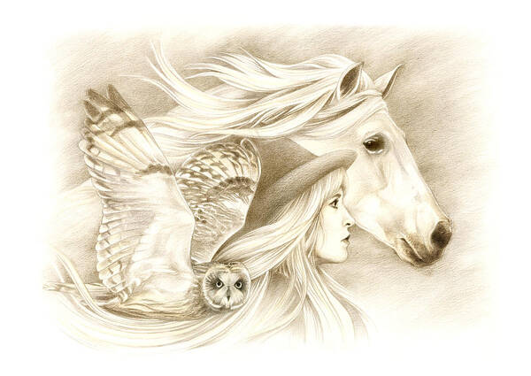 Horse Art Print featuring the drawing On A Journey... by Johanna Pieterman