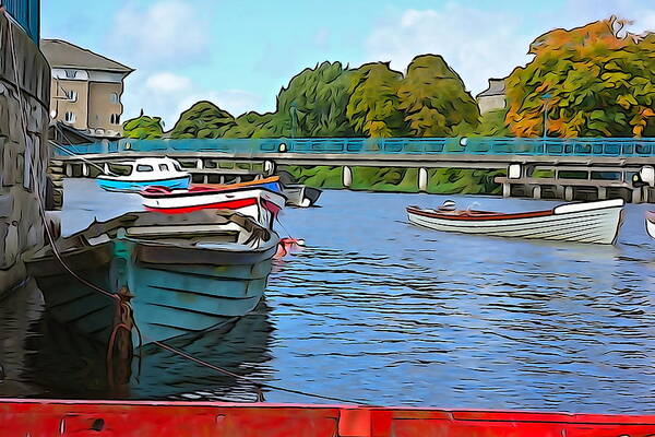 Boat Art Print featuring the photograph On the River - Irish Art by Charlie Brock by Norma Brock