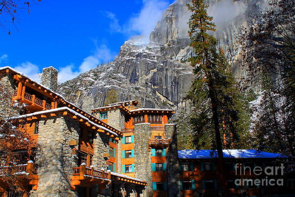 One Fine Winter Morning At The Ahwahnee Hotel In Yosemite Art Print featuring the photograph One Fine Winter Morning3 by Theresa Ramos-DuVon