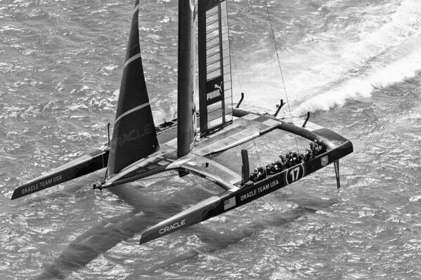 America's Cup Art Print featuring the photograph Oracle Team Usa - 3 Bw by Gilles Martin-Raget
