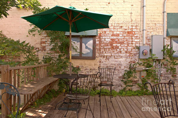 Umbrella Art Print featuring the photograph Outdoor Cafe Dining by Ules Barnwell