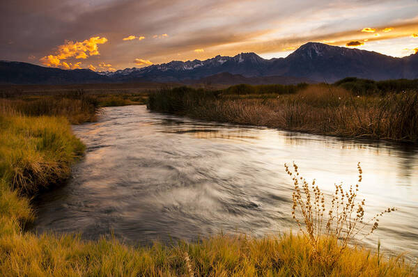 Eastern Sierras Art Print featuring the photograph Owens River Sunset by Joe Doherty