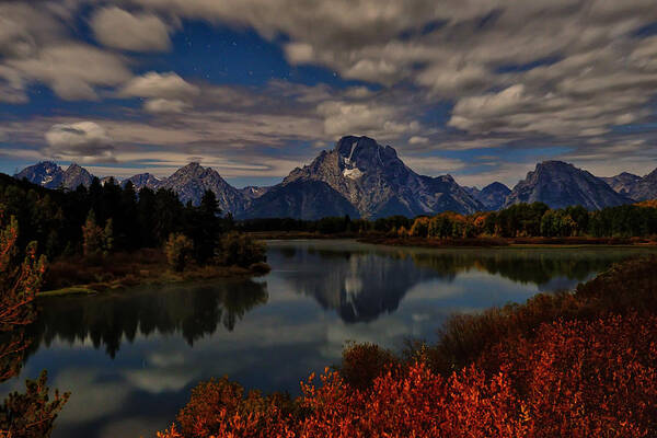 Oxbow Bend Art Print featuring the photograph Oxbow Bend At Night by Greg Norrell