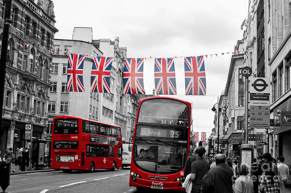 Street Art Print featuring the photograph Oxford Street Flags by Matt Malloy