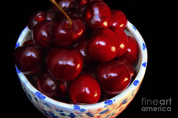 Andee Design Cherries Art Print featuring the mixed media Painterly Bowl Of Cherries by Andee Design