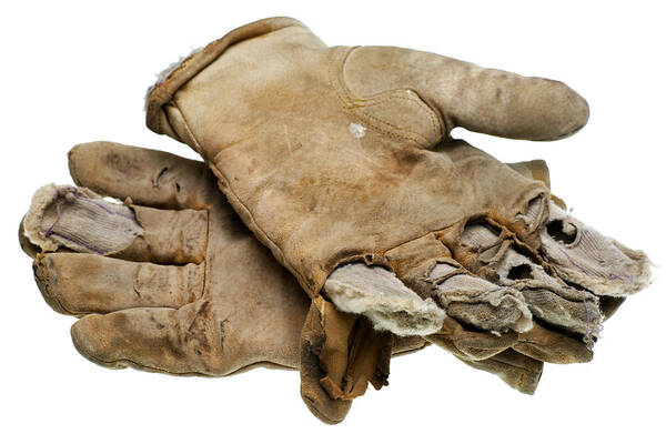 Pair Of Worn Out Leather Work Gloves Art Print By Donald Erickson