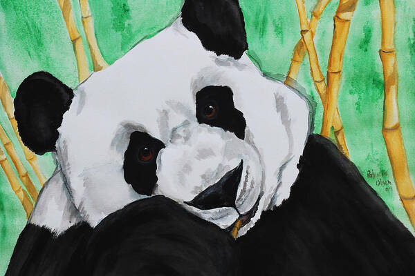 Watercolor Art Print featuring the painting Panda by Patricia Olson