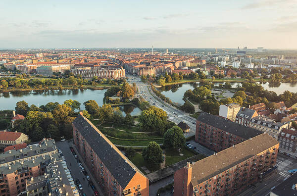 Copenhagen Art Print featuring the photograph Panoramic view from center of Copenhagen toward Amager, Denmark by Brzozowska