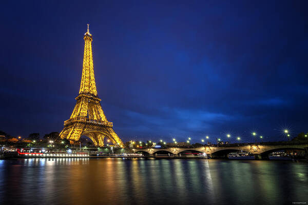 Seine River Art Print featuring the photograph Paris Blues by Ryan Wyckoff