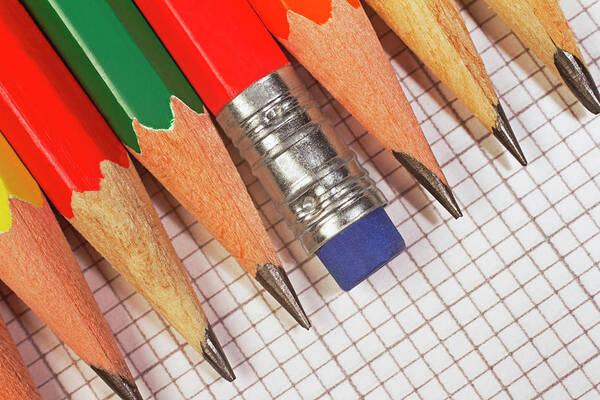 In A Row Art Print featuring the photograph Pencils by David Gould