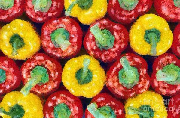 Still Life Art Print featuring the painting Peppers by George Atsametakis