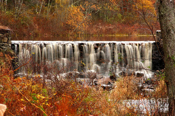 \fall Art Print featuring the photograph Perryville Dam Rehoboth MA by Butch Lombardi