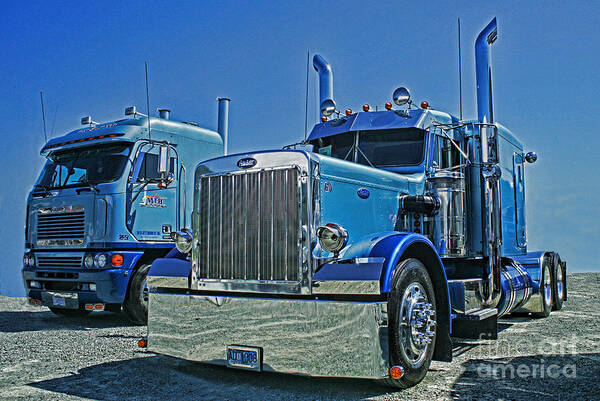 Trucks Art Print featuring the photograph Peterbilt and Frieghtliner by Randy Harris